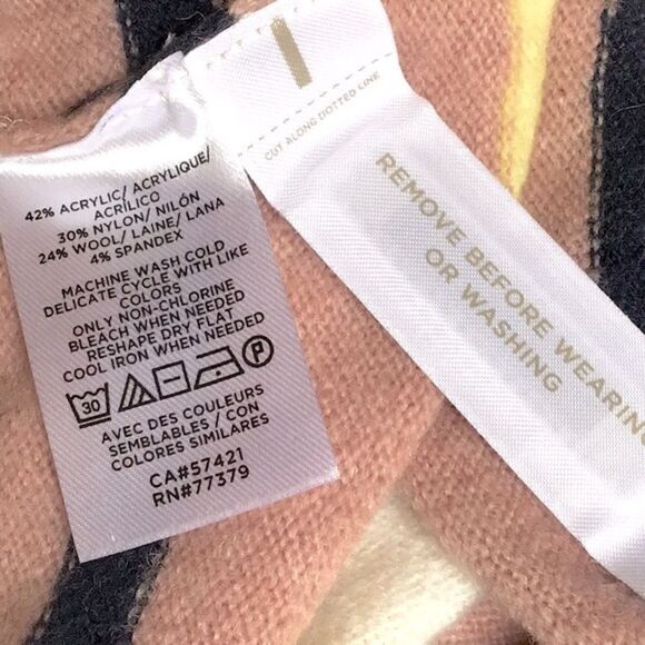 Ann Taylor Pink Navy Yellow Striped Knit Boyfriend Cardigan Sweater - Picture 16 of 16